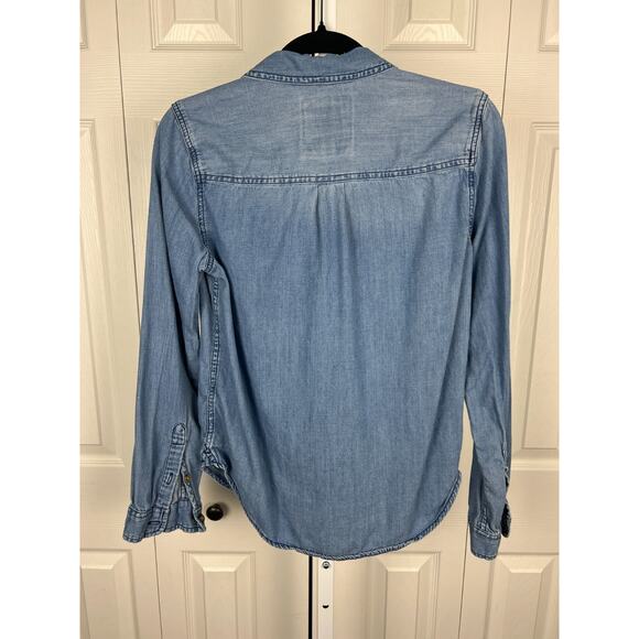 Abercrombie & Fitch Womens Small Cotton Lyocell Blend Light Denim Shirt - Picture 6 of 7